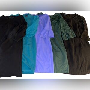 Talbots DKNY petite black green purple dresses lot bundle of 5 work party Sz 2 S
